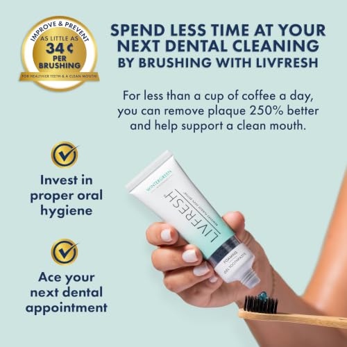 LIVFRESH Toothpaste Gel, Clinically Proven to Remove Plaque 250% - Product Imagery