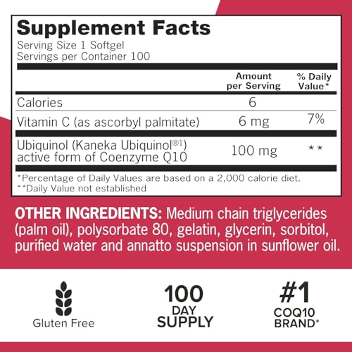 Qunol Mega Ubiquinol CoQ10 100mg, Superior Absorption, 100 - Product Imagery