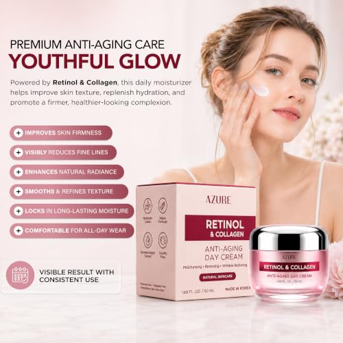 Retinol & Collagen Anti Aging Face Cream, Korean Skin Care, 1.69 - Product Imagery