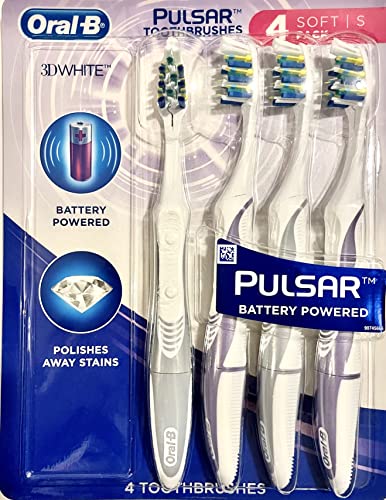 Oral-B Oral B 3D White Luxe 4 Count (Pack of 1) Pulsar Battery Powered Toothbrushes