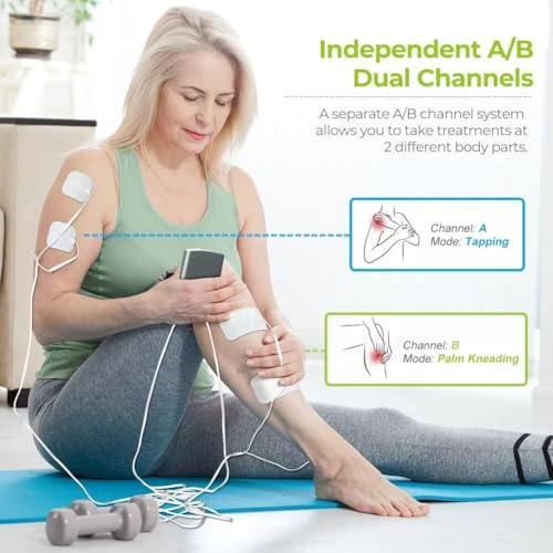 AUVON Dual Channel TENS Unit Muscle Stimulator Machine with 20 - Product Imagery