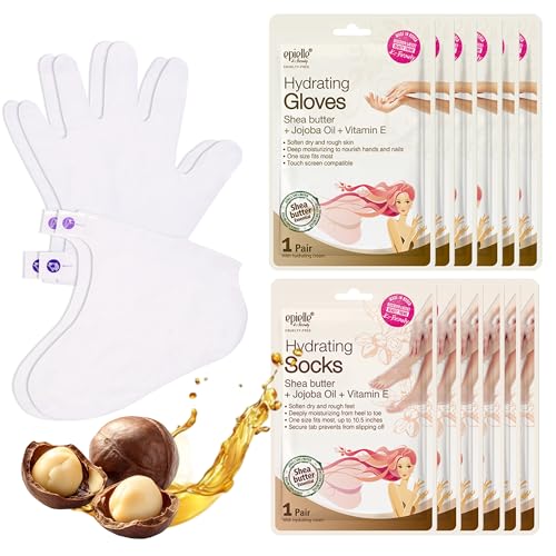 Epielle Hydrating Hand & Foot Masks, Relieve and Soften Dry, Overworked Skin, Self Care Gifts for Women, Spa Kit, 6 Mois