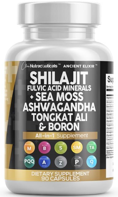 Shilajit Supplement for Men – Sea Moss, Ashwagandha, 90ct