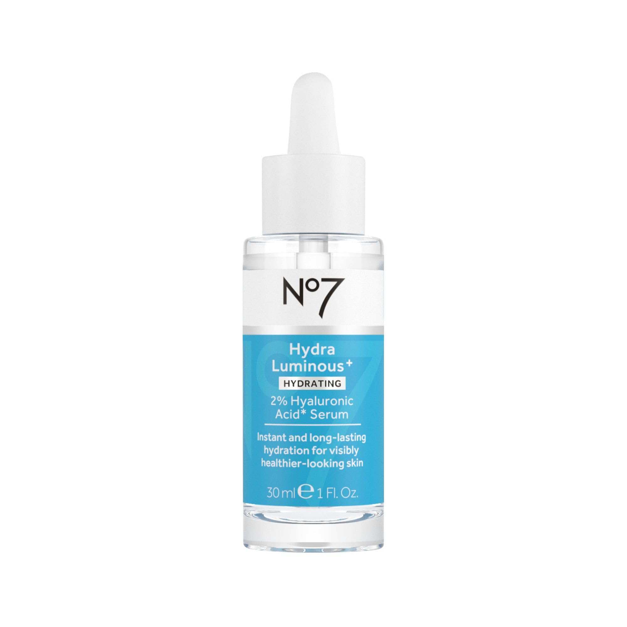 No7 HydraLuminous+ 2% Hyaluronic Acid Serum, 1 Fl Oz - Product Imagery