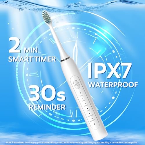 Waterproof Sonic Electric Toothbrush for Adults - 6 Modes with - Product Imagery