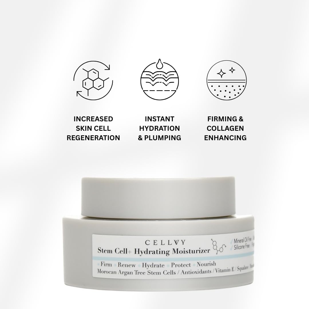 CELLVY Hydrating Korean Moisturizer w/Moroccan Argan Tree Stem Cells, Korean Taiwanese Skincare Stem Cell Face Cream w/S