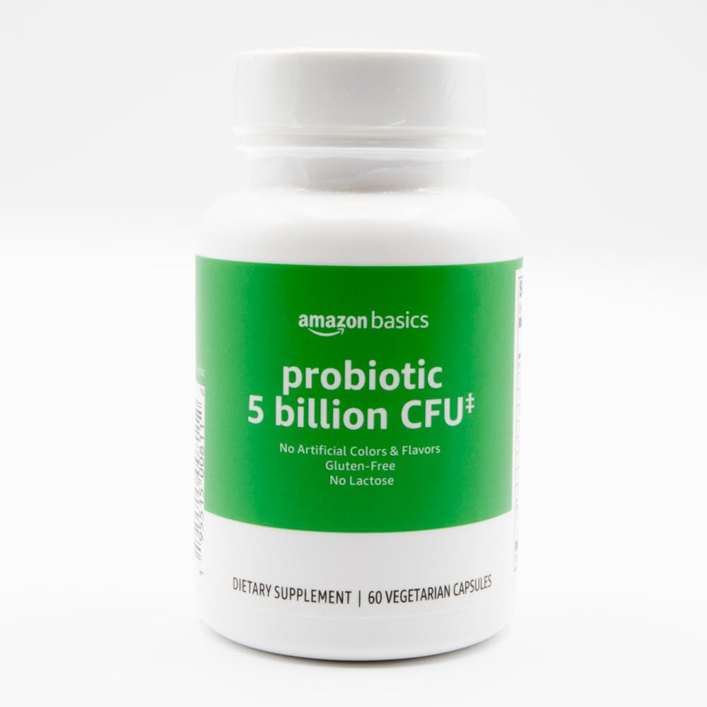 Amazon Basics Probiotic 5 Billion CFU, 8 Probiotic strains with - Product Imagery