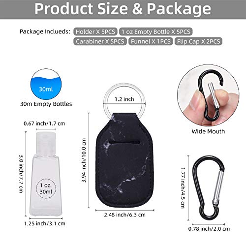 Hand Sanitizer Holder Keychian,5 Pack Empty Travel Size Bottle - Product Imagery