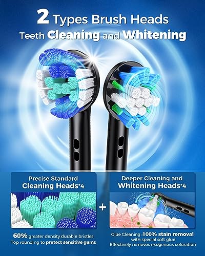 Rotating Electric Toothbrush for Adults, 8 Heads 2 Types, 4 - Product Imagery