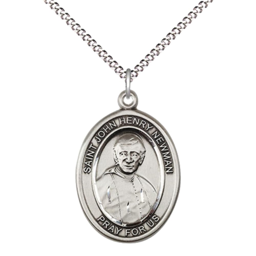 Everlasting Light Jewelry Medium Blessed John Henry Newman Medal Pendant - Pewter 18 Inch Necklace – product photo (Pend