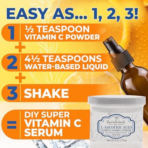 100% Pure L-Ascorbic Acid (Cosmetic Vitamin C Powder for Face) - Product Imagery