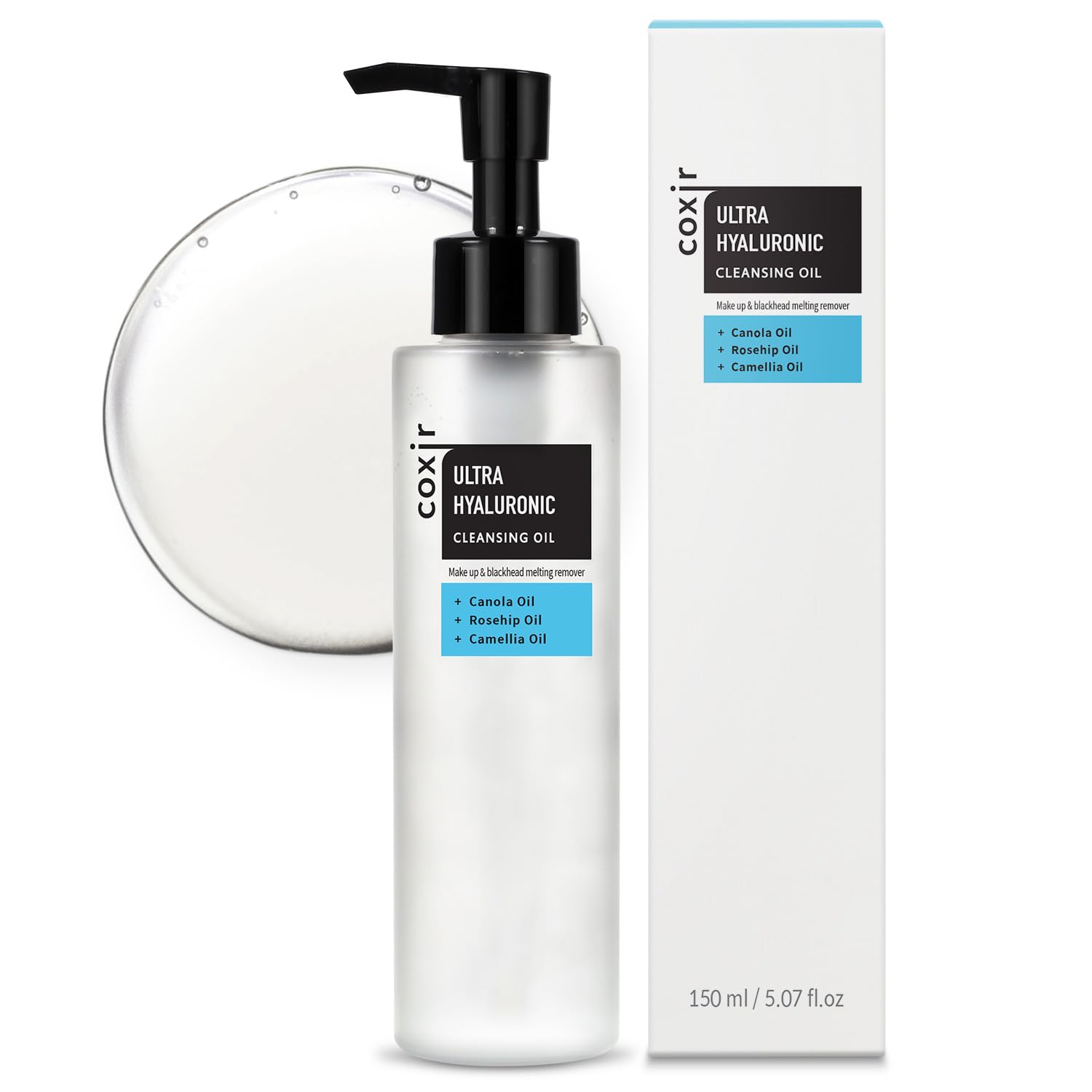 coxir Ultra Hyaluronic Cleansing Oil, Hydrating Makeup Remover, - Product Imagery