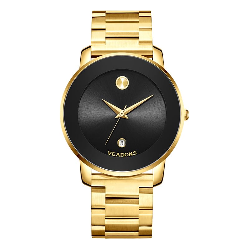 BOGEVNOR Unisex Watches Business Quartz Watches for Men and Women Round Stainless Steel Waterproof Ladies Watch with Dat