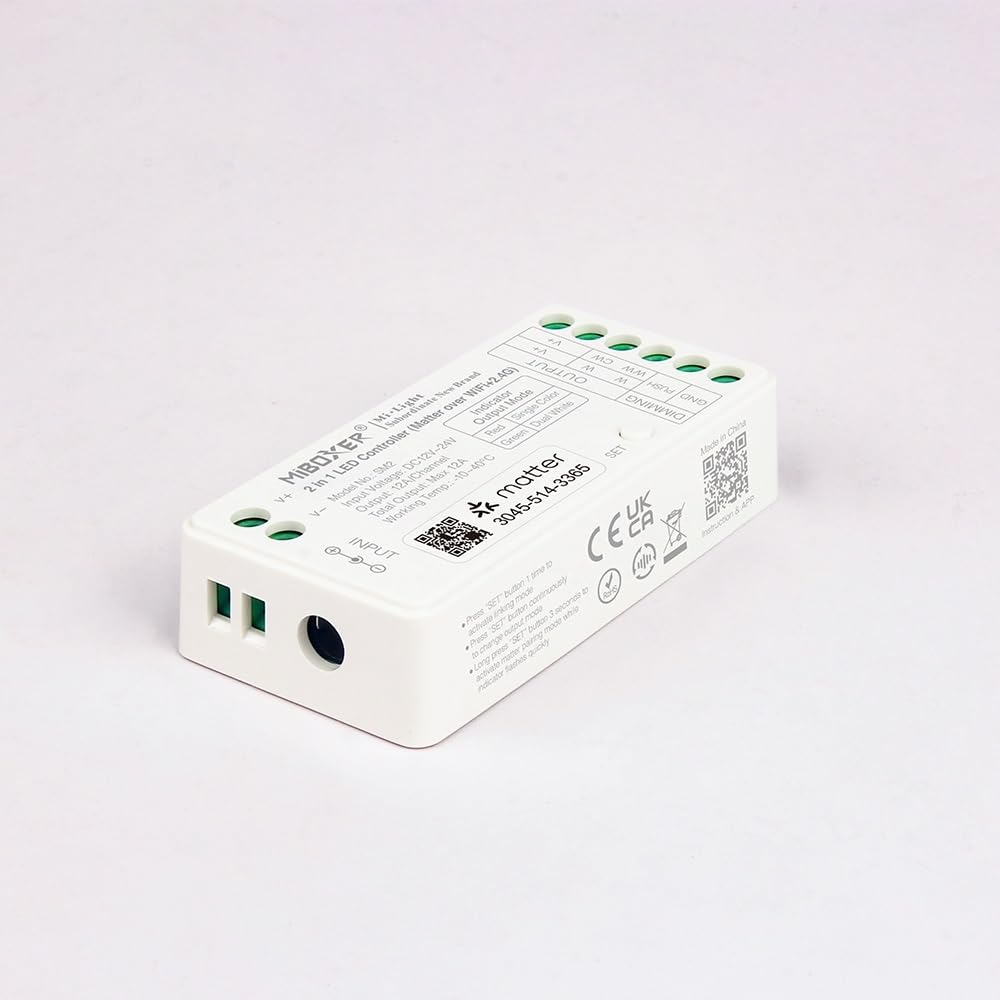 LGIDTECH SM2 Miboxer 2 in 1 Matter LED Strip Light Controller,Smartphone APP Control Directly, Compatible with Siri, Goo