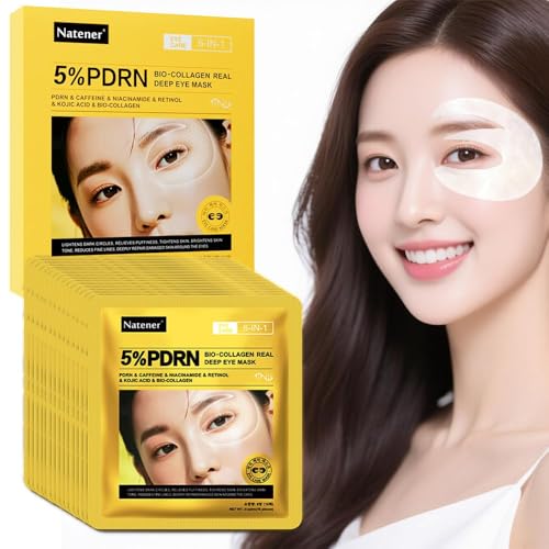 Natener 15 Pairs 5% PDRN Under Eye Patches, 6-in-1 Bio-Collagen 360° Eye Patches for puffy eyes, dark circles & Wrinkle 