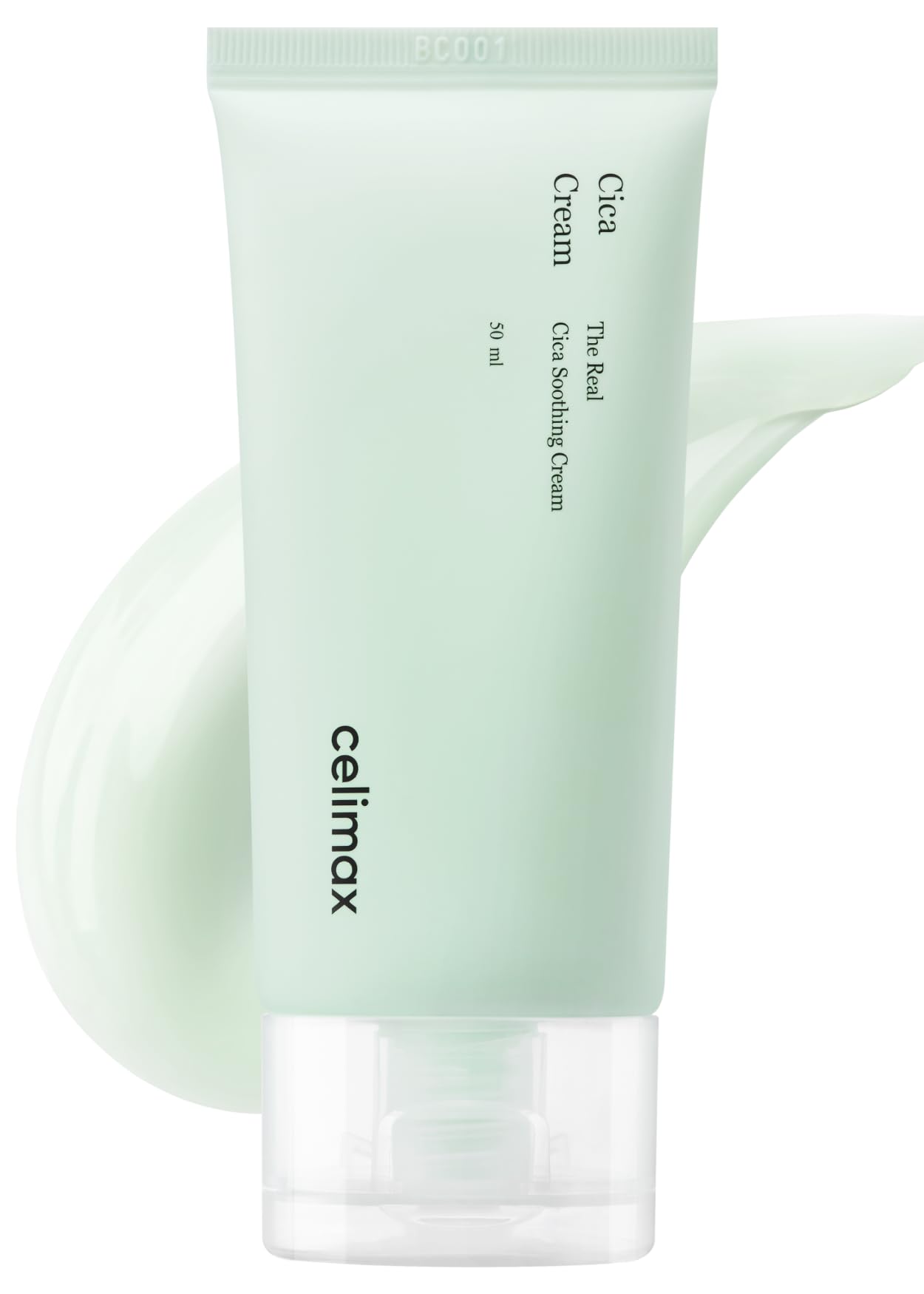 Celimax The Real Cica Soothing Cream in 1.69 fl oz jar, a skin moisturizer with calming and hydrating properties.