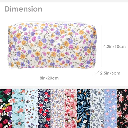 PAZIMIIK Small Quilted Makeup Bag,Zipper Cosmetic Pouch,Ditsy - Product Imagery