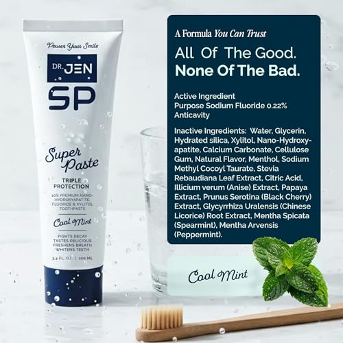 Dr. Jen Super Paste Toothpaste, 10% Nano Hydroxyapatite, Dentist - Product Imagery