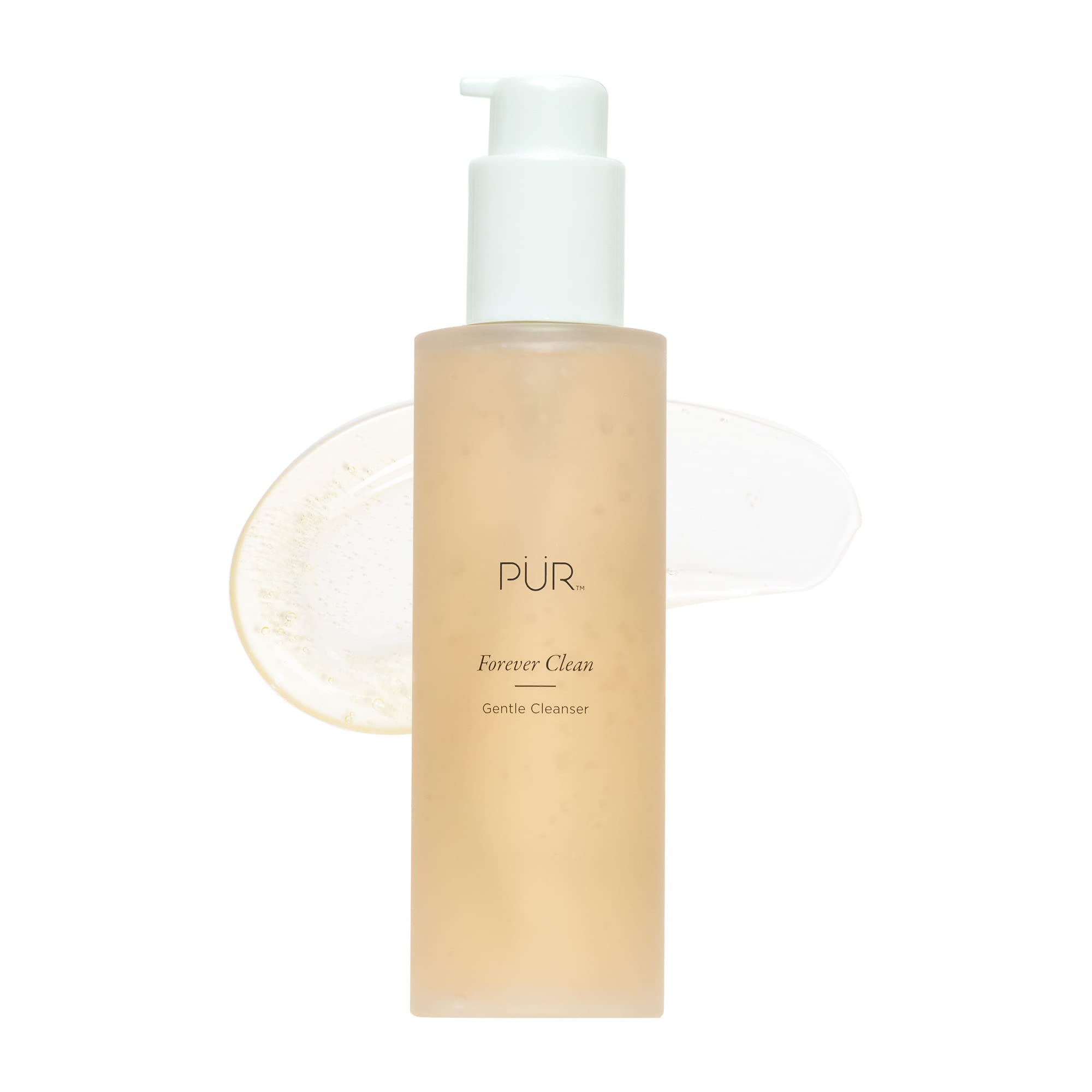 PÜR MINERALS Forever Clean Gentle Facial Cleanser with blue light defense, showing the bottle with a blue cap and clean design