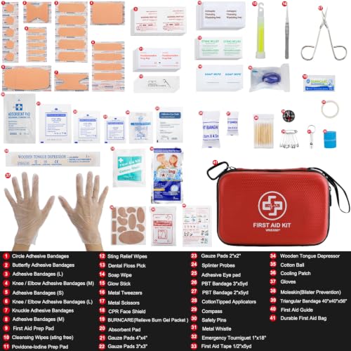 VRIEXSD Premium 320-Piece First Aid Kit, Waterproof EVA Hard - Product Imagery