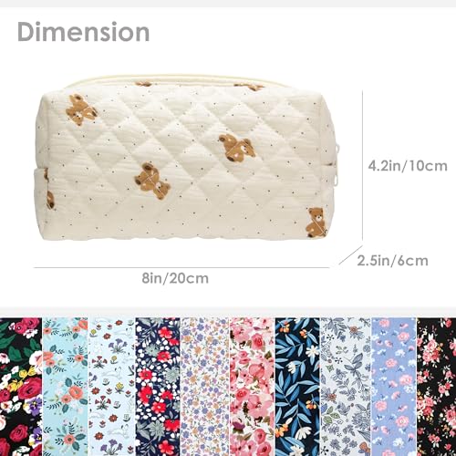 PAZIMIIK Small Quilted Makeup Bag,Zipper Cosmetic Pouch,Gauze - Product Imagery
