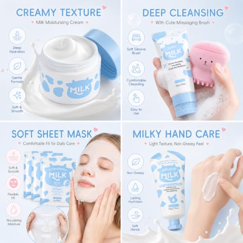 Milk Skin Care Set for Kids & Teens, 12 IN 1 Moisturizing Milk - Product Imagery