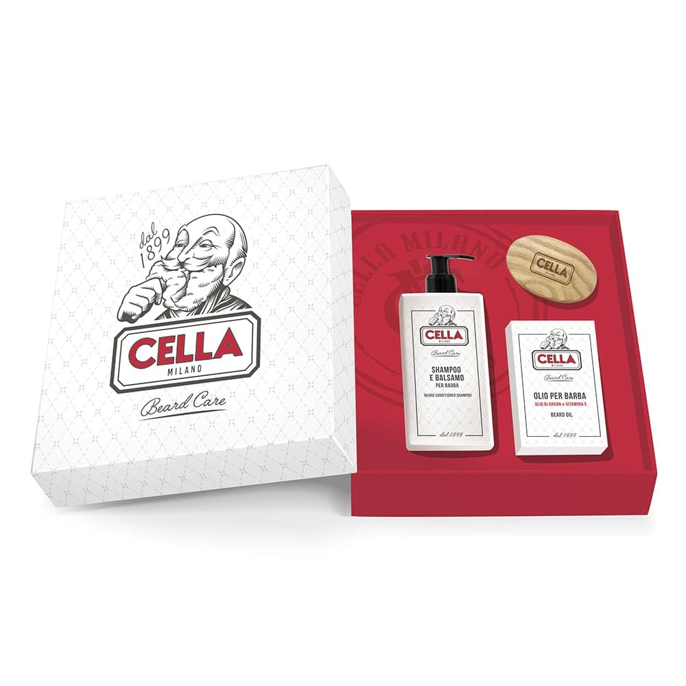 Cella, Luxury Beard Grooming Set, Includes Cella’s Beard Oil, Beard Brush and Beard Shampoo, Made in Italy