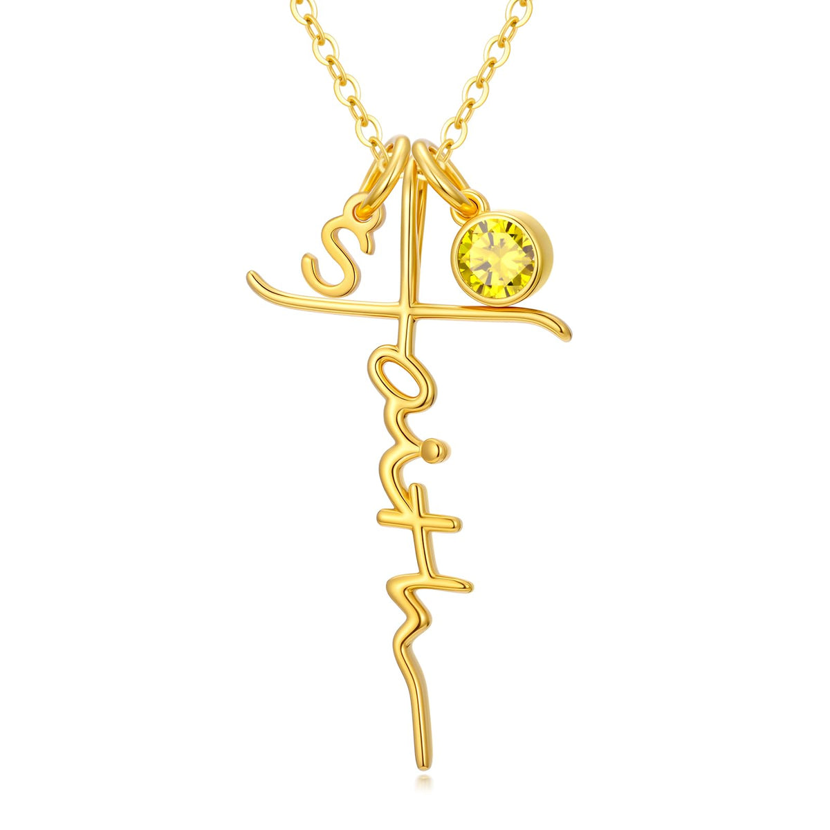 Poiuy Faith Cross Necklaces for Women with Initial Charms and Birthstone – product photo (Pendant Necklaces)