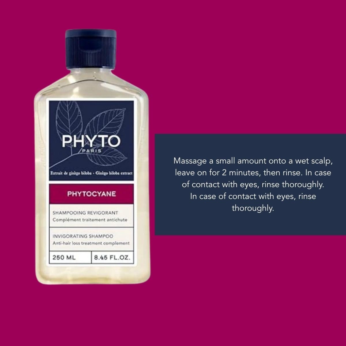 PHYTO PHYTOCYANE Women Invigorating Shampoo, Fortifying Densifying Treatment Shampoo, 8.45 fl.oz..