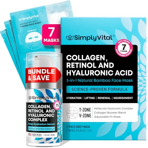 Collagen Serum Hydrating Face Mask Set with Retinol - SimplyVital Official Imagery - 1
