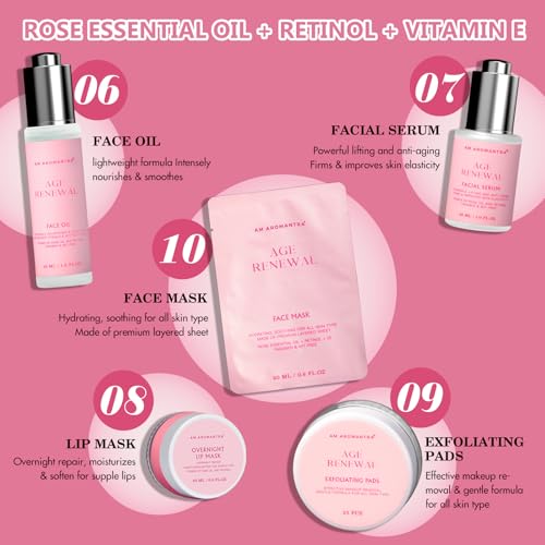 Mother's Day Gifts for Mom Skin Care Routine Kit for Women, Rose - Product Imagery