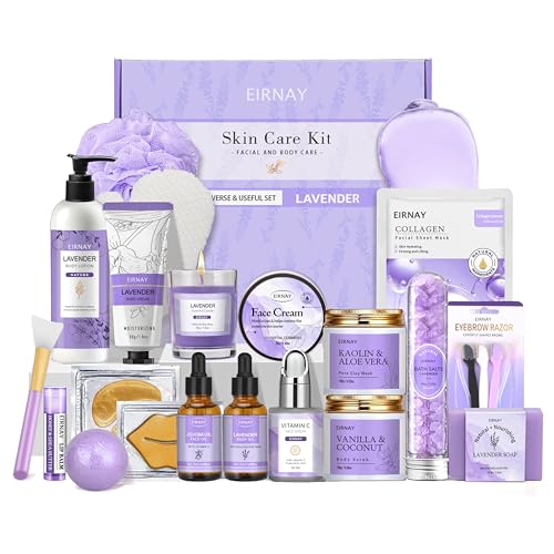 EIRNAY Gifts for Women, Spa Gifts Basket for Women, 21pcs Lavender Skin Care Set – Lavender