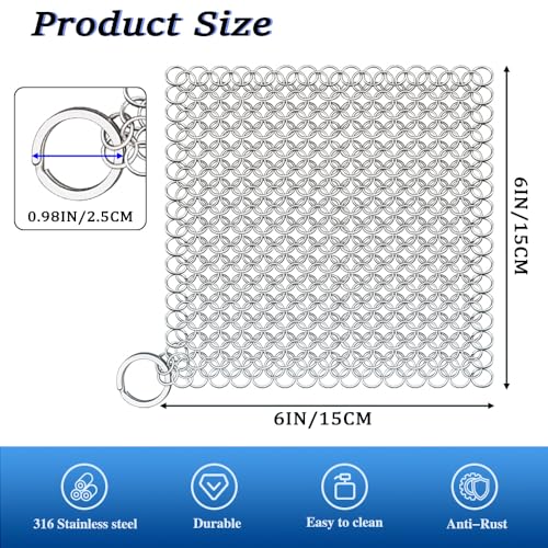 Cast Iron Cleaner, 6 Inch 316 Stainless Steel Skillet Cleaner, - Product Imagery