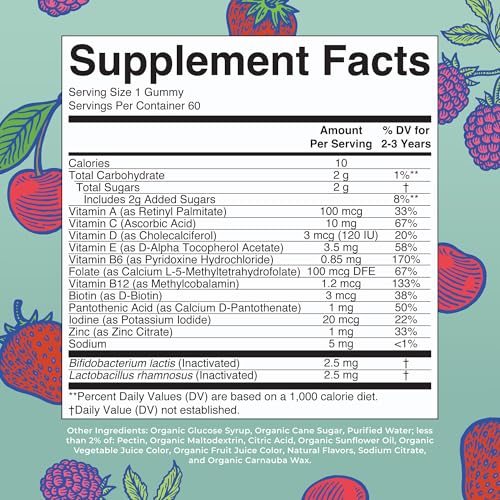 MARYRUTH'S Organic Toddler Multivitamin Gummies + Postbiotics, - Product Imagery