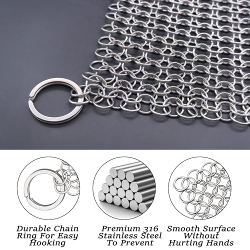Cast Iron Cleaner, 6 Inch 316 Stainless Steel Skillet Cleaner, - Product Imagery