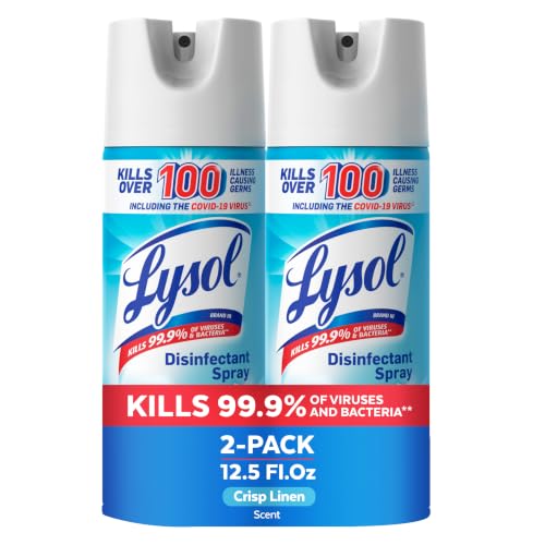 Lysol Disinfectant Spray, Sanitizer, Crisp Linen, 12.5 oz, 2 Pack - Product Imagery