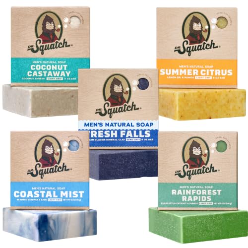 Dr. Squatch Natural Men’s Bar Soap, Body Soap Bar (5oz, 5-Pack) – Sunbreak Shores