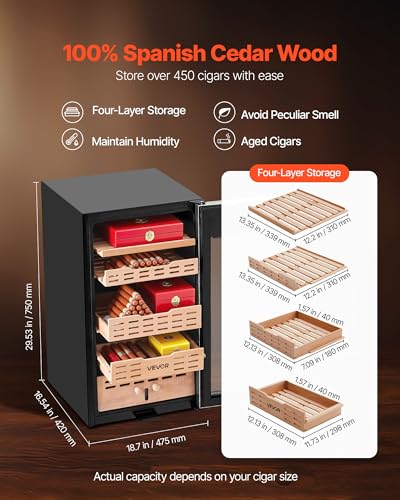 VEVOR Electric Humidor, 75L, 450 Counts Electric Cigar Humidor - Product Imagery