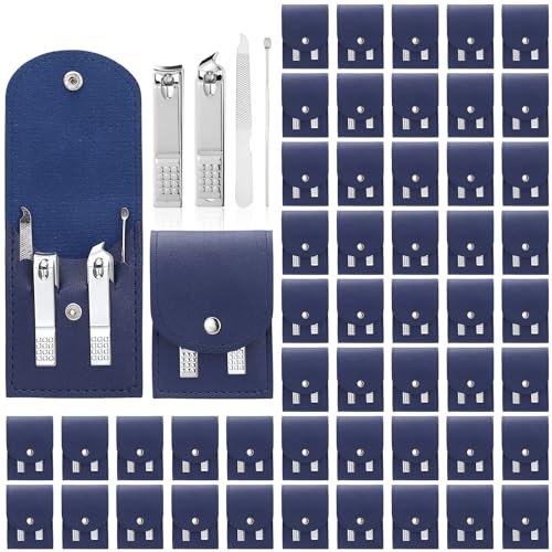 Geosar 50 Set Travel Manicure Kit Bulk 4 in 1 Nail Clippers, Navy Blue
