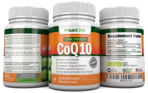 NutriONN CoQ10 200mg (Double Strength), 120 Capsules - High - Product Imagery