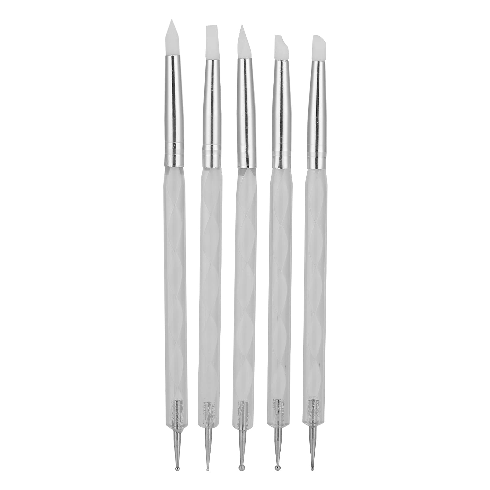 BSTiltion Nail Art Dotting Pen set with 5 white nail polish brushes and soft silicone heads for detailed nail designs.