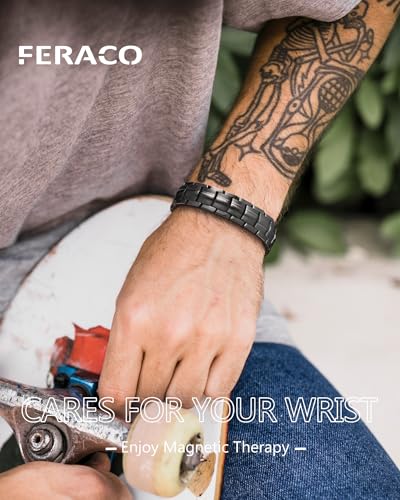 Feraco 5X Strength Magnetic Bracelet for Men,Titanium Steel - Product Imagery