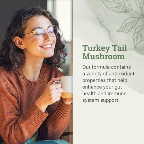 Earth Harmony Organic Turkey Tail Mushroom Capsules (1000mg Pure - Product Imagery