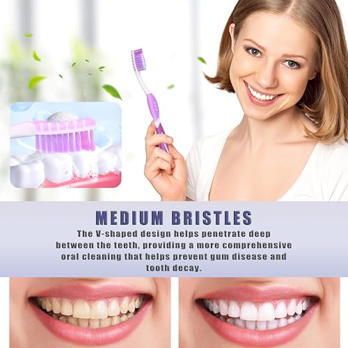 Medium Adult Toothbrushes with Tongue Cleaner, 8 Pack - Product Imagery