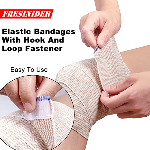 FRESINIDER Premium Elastic Bandage Wrap 4 Inch, 6 Pack, Hook and - Product Imagery