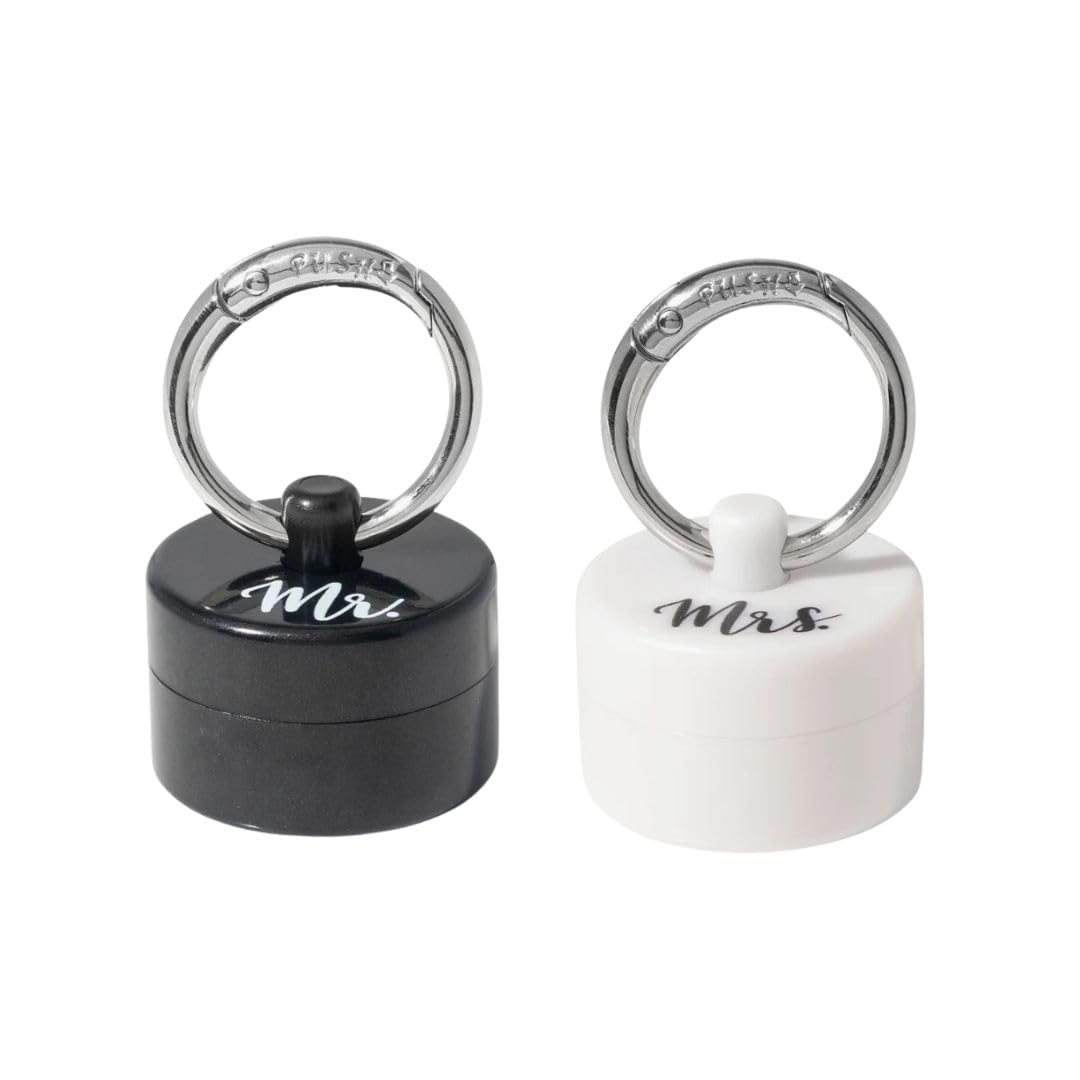 Lion Latch Travel Jewelry Box Case,Ring Holder (Mr. & Mrs) – full view