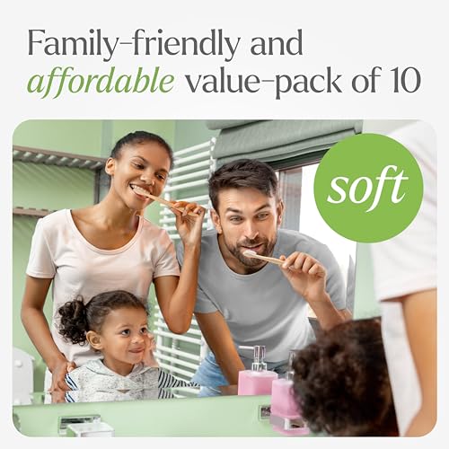 VIVAGO Bamboo Toothbrushes 10 Pack – Plant-Based Soft Bristles - Product Imagery
