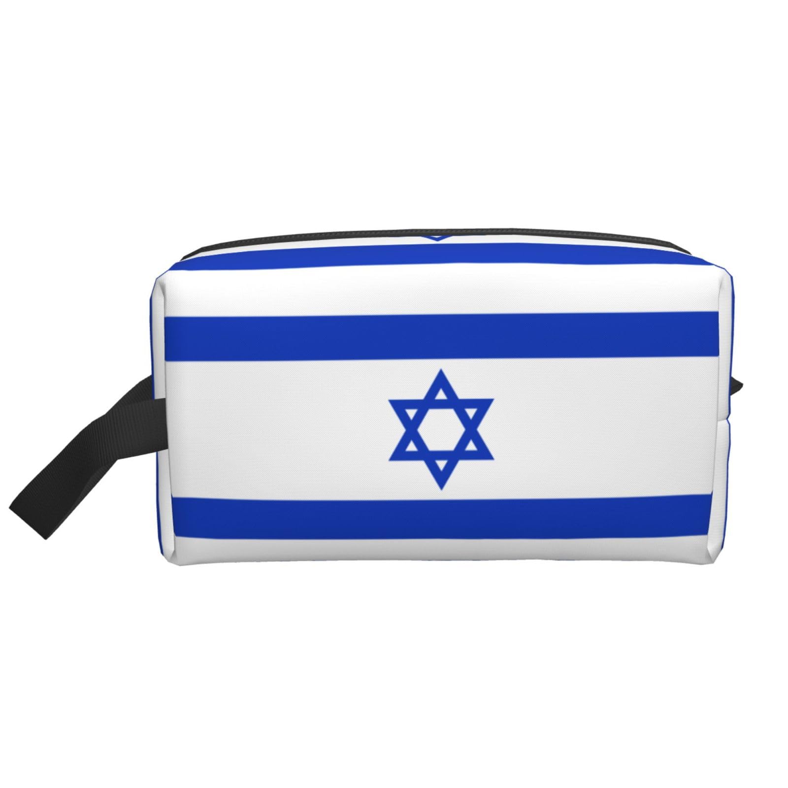SXZVVBN Israeli flag large capacity travel toiletry bag made of durable Oxford cloth, ideal for makeup and cosmetic storage.