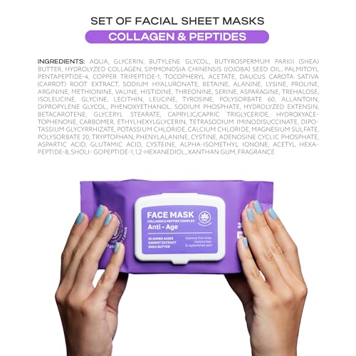 Korean Collagen Face Mask Set - 30-Pack Premium Sheet Masks with - Product Imagery