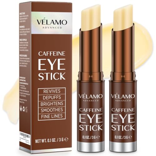 VELAMO ADVANCED Caffeine Eye Stick: Energizing & Hydrating Under Eye Balm for Dark Circles & Puffiness - Travel Essentia